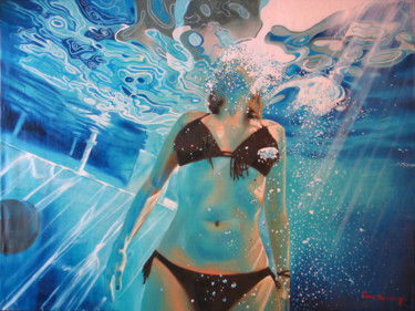 Painting titled "Under Water" by Anna Krasnaya, Original Artwork, Oil