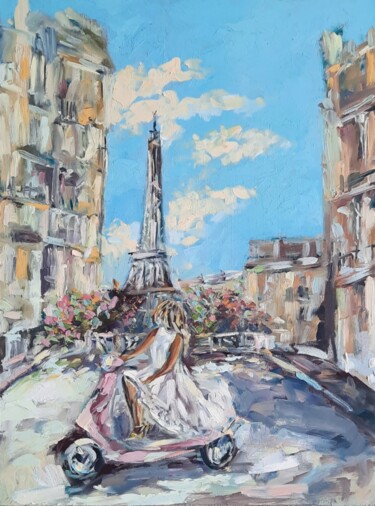 Painting titled "Paris" by Anna Krivtsova, Original Artwork, Oil