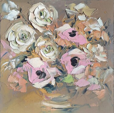 Painting titled "Ranunculus" by Anna Krivtsova, Original Artwork, Oil