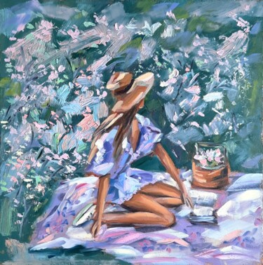 Painting titled "Magnolia" by Anna Krivtsova, Original Artwork, Oil