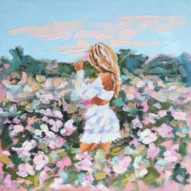 Картина под названием "Hydrangea field" - Anna Krivtsova, Подлинное произведение искусства, Масло