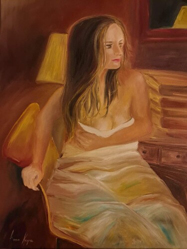Painting titled "Zaduma" by Anna Krupa, Original Artwork, Oil