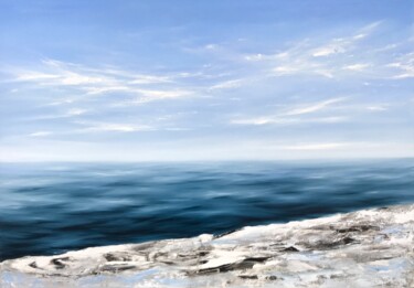 Painting titled "'North Sea'" by Anna Kulak, Original Artwork, Oil Mounted on Wood Stretcher frame