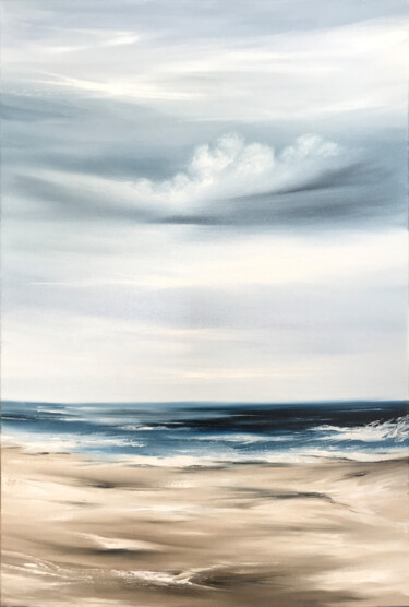 Painting titled "Abstract seascape" by Anna Kulak, Original Artwork, Oil Mounted on Wood Stretcher frame