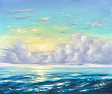Painting titled "Sunlight" by Anna Kulak, Original Artwork, Oil Mounted on Wood Stretcher frame