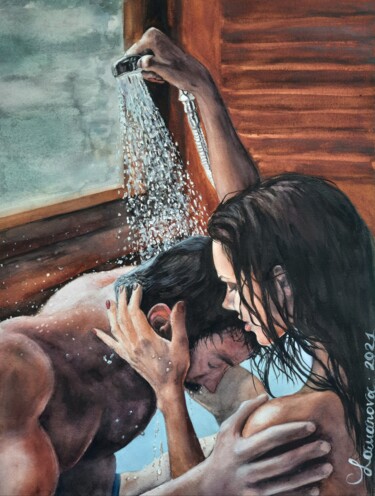 Peinture intitulée "a couple painting" par Anna Lama, Œuvre d'art originale, Aquarelle