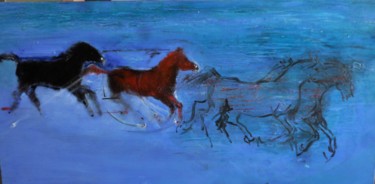 Peinture intitulée "le-poulain-rouge" par Anna Langowski, Œuvre d'art originale, Huile