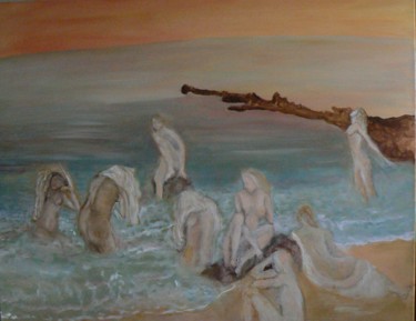 Peinture intitulée "Les baigneuses" par Anna Langowski, Œuvre d'art originale, Huile