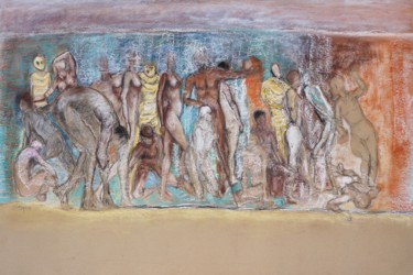 Drawing titled "le fil-the wire" by Anna Langowski, Original Artwork, Pastel