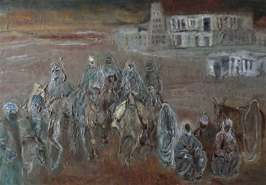 Schilderij getiteld "Desert" door Anna Langowski, Origineel Kunstwerk, Olie
