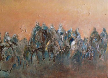 Painting titled "Blue men" by Anna Langowski, Original Artwork, Oil