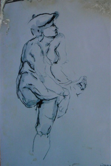 Dessin intitulée "la pose" par Anna Langowski, Œuvre d'art originale, Crayon