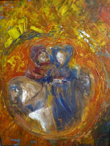 Pintura intitulada "le medaillon-the me…" por Anna Langowski, Obras de arte originais, Óleo