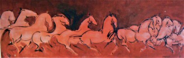 Pittura intitolato "fresque-rouge" da Anna Langowski, Opera d'arte originale, Olio