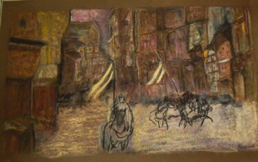 Drawing titled "Les traversées honf…" by Anna Langowski, Original Artwork, Pastel