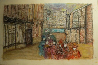 Zeichnungen mit dem Titel "Les traversées honf…" von Anna Langowski, Original-Kunstwerk, Pastell