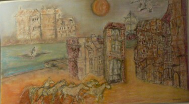 Dessin intitulée "Les traversées-honf…" par Anna Langowski, Œuvre d'art originale, Pastel