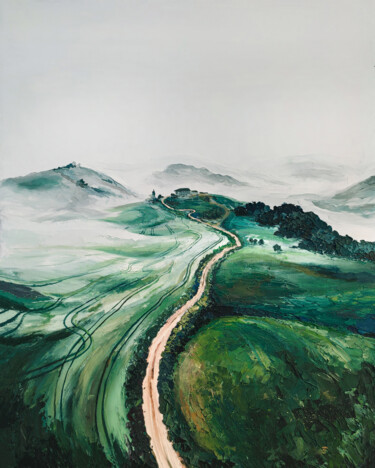 Peinture intitulée "Green valley" par Anna Lazar, Œuvre d'art originale, Acrylique