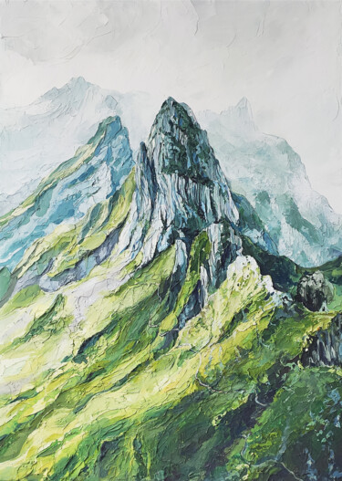 Painting titled "Mountains are so hi…" by Anna Lazar, Original Artwork, Acrylic