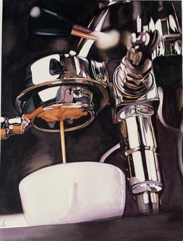 Painting titled "Take some coffee" by Anna Levchuk, Original Artwork, Watercolor