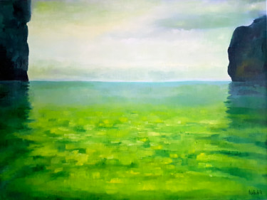 Pittura intitolato "Seascape oil painti…" da Lubchik, Opera d'arte originale, Olio Montato su Telaio per barella in legno