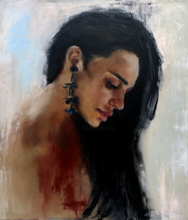 Painting titled "Woman portrait pain…" by Lubchik, Original Artwork, Oil