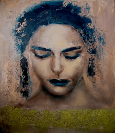 Картина под названием "Woman painting Port…" - Lubchik, Подлинное произведение искусства, Масло Установлен на Деревянная рам…