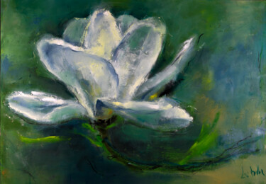 Painting titled "Floral Magnolia  Pa…" by Lubchik, Original Artwork, Oil Mounted on Wood Stretcher frame