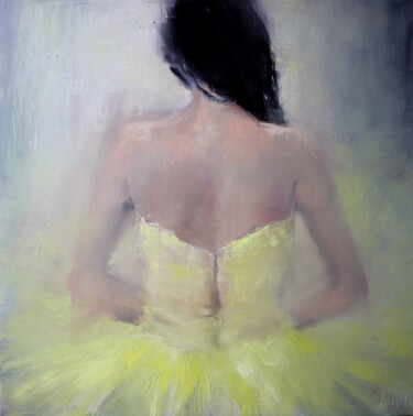 Painting titled "Graceful Ballerina…" by Lubchik, Original Artwork, Oil Mounted on Wood Stretcher frame