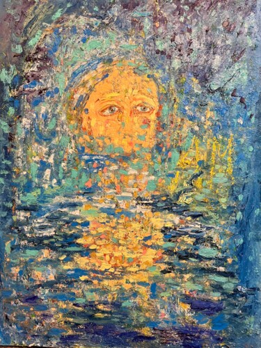 Painting titled "Crying" by Anna Makarova, Original Artwork, Oil Mounted on Wood Stretcher frame