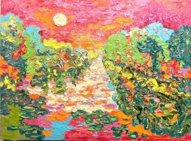 Pittura intitolato "Fool moon" da Anna Makarova, Opera d'arte originale, Olio