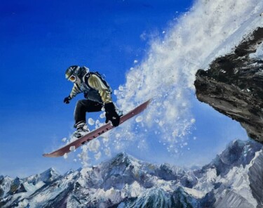 Pintura intitulada "Snowboarder" por Anna Malahova, Obras de arte originais, Óleo