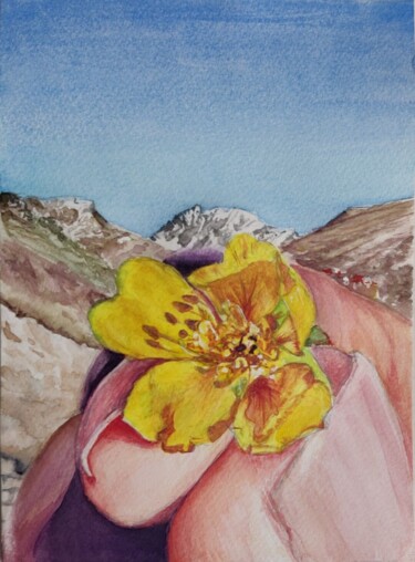 Painting titled "November flower" by Anna Malyshko, Original Artwork, Watercolor