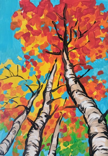 Painting titled "Autumn" by Anna-Maria Pastinaru, Original Artwork, Gouache