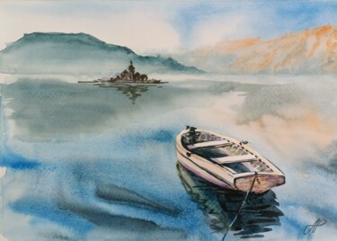 Картина под названием "The boat" - Anna-Maria Pastinaru, Подлинное произведение искусства, Акварель