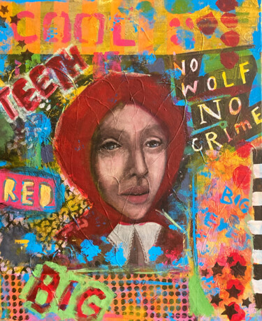 Malarstwo zatytułowany „No wolf no crime” autorstwa Anna Maria Valesova, Oryginalna praca, Akryl Zamontowany na Drewniana ra…