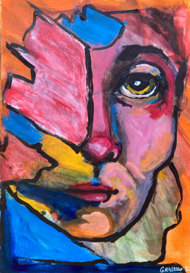 Pintura titulada "Abstract Face" por Anna Maria Valesova, Obra de arte original, Acrílico