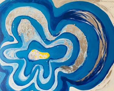 Schilderij getiteld "Blue Flower 1" door Anna Maria Zirko, Origineel Kunstwerk, Acryl