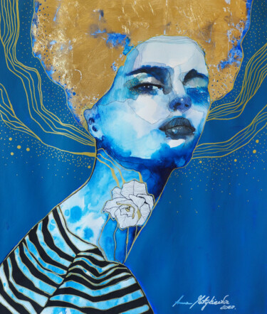 Pintura intitulada "Blue galaxy" por Anna Matykiewicz, Obras de arte originais, Acrílico
