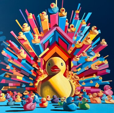 "Duckie's Parade" başlıklı Tablo Anna Meyster tarafından, Orijinal sanat, Akrilik Ahşap Sedye çerçevesi üzerine monte edilmiş