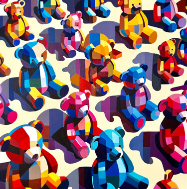 Pintura titulada "Teddy's Tetris" por Anna Meyster, Obra de arte original, Acrílico