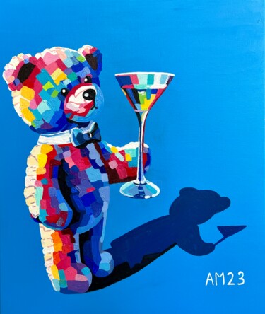 "Teddy's Cheers" başlıklı Tablo Anna Meyster tarafından, Orijinal sanat, Akrilik Ahşap Sedye çerçevesi üzerine monte edilmiş