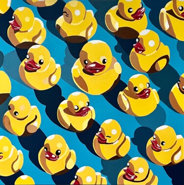 Malarstwo zatytułowany „Duckie's Tetris” autorstwa Anna Meyster, Oryginalna praca, Akryl Zamontowany na Drewniana rama noszy