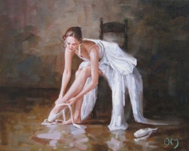 Peinture intitulée "Danseuse en Blanc" par Anna Mironova, Œuvre d'art originale