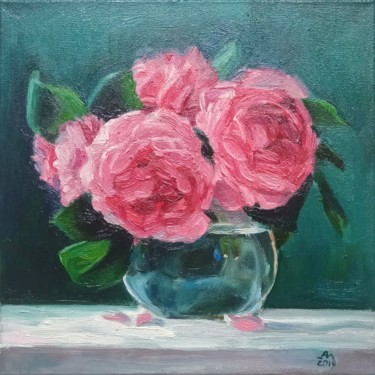 Painting titled "Bouquet of roses" by Anna Morozko, Original Artwork, Oil