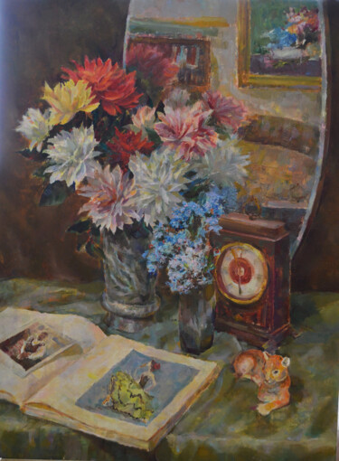 Painting titled "Still life with mir…" by Anna Muraveva, Original Artwork, Oil