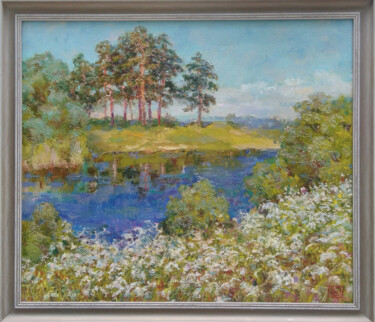Картина под названием "Летний пруд" - Анна Муравьева, Подлинное произведение искусства, Масло