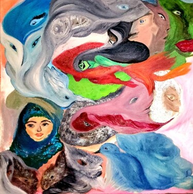 Картина под названием "Маските който носим" - Anna Mytavska (Cabrerra), Подлинное произведение искусства, Масло Установлен н…