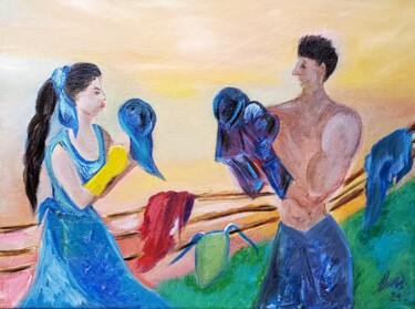 Malerei mit dem Titel "Двубой за титли" von Anna Mytavska (Cabrerra), Original-Kunstwerk, Öl