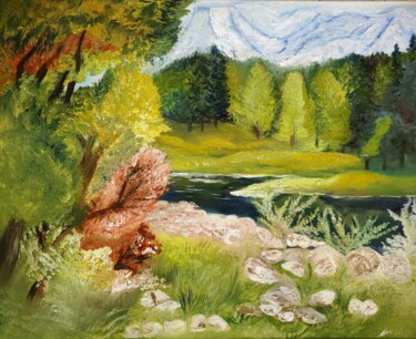 Painting titled "Утро край реката" by Anna Mytavska (Cabrerra), Original Artwork, Oil